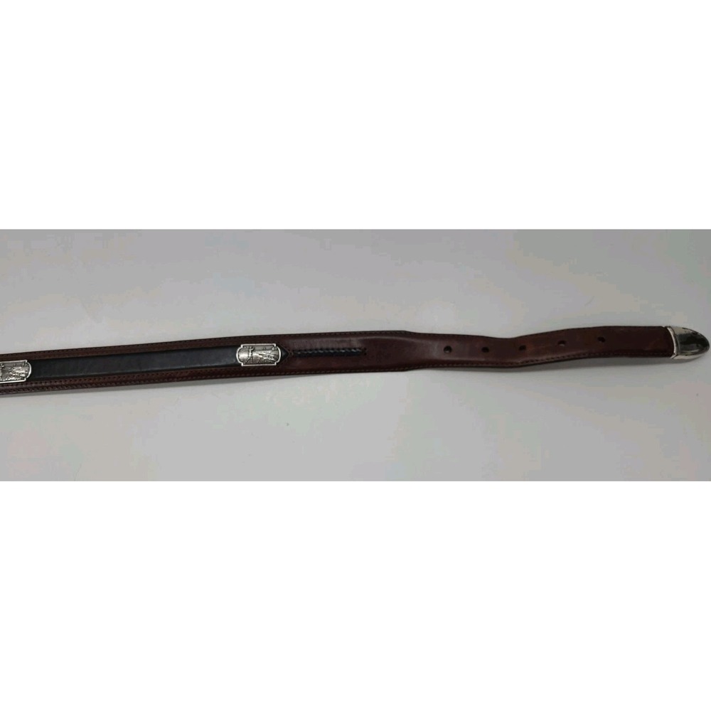 VTG Onyx by Brighton Golfing Visit Belt‎ Brown and Black Leather and Silver - Picture 9 of 14